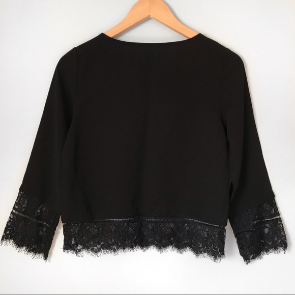 Black eyelash lace trim blouse - Picture 5 of 6